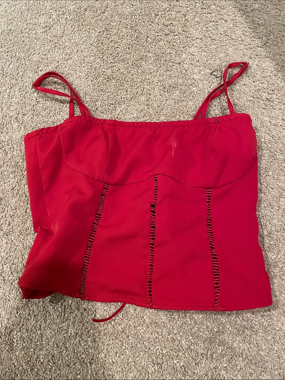 Red Spaghetti-Strap Corset Top
